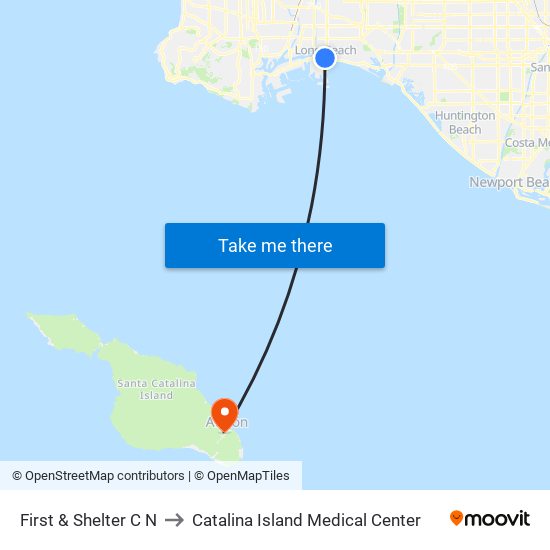 First & Shelter C N to Catalina Island Medical Center map