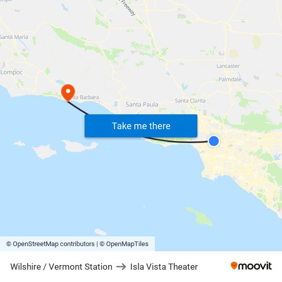 Wilshire / Vermont Station to Isla Vista Theater map