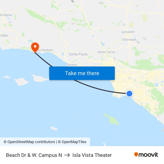 Beach Dr & W. Campus N to Isla Vista Theater map