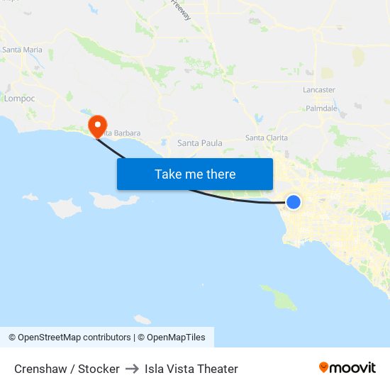 Crenshaw / Stocker to Isla Vista Theater map