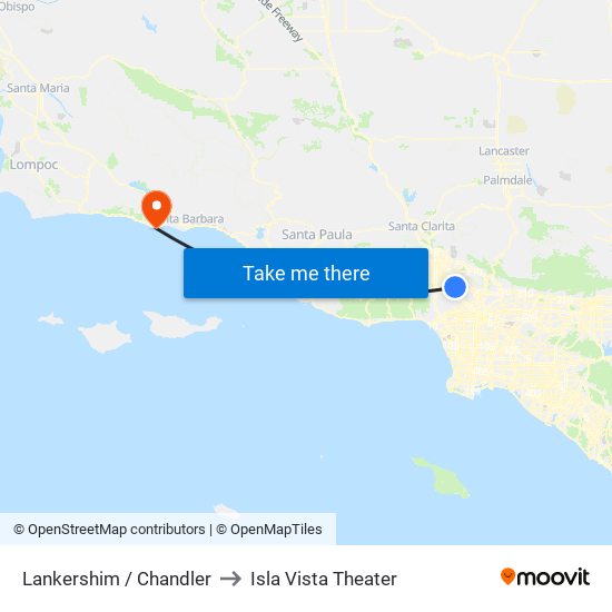 Lankershim / Chandler to Isla Vista Theater map