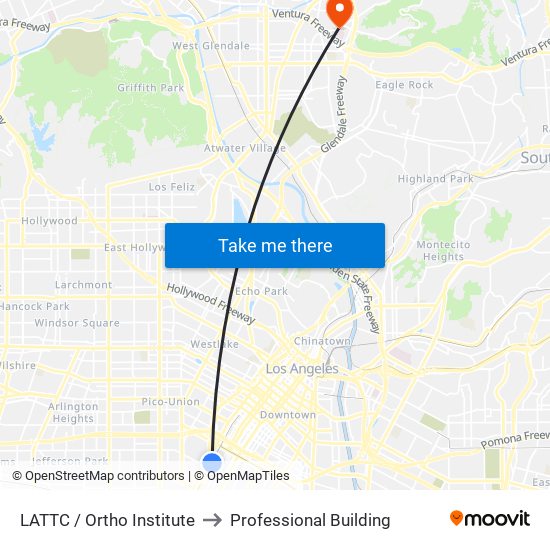 LATTC / Ortho Institute to Professional Building map