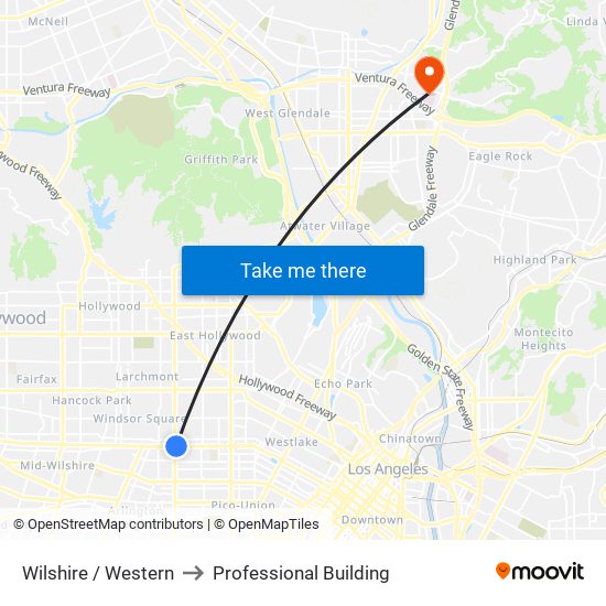 Wilshire / Western to Professional Building map