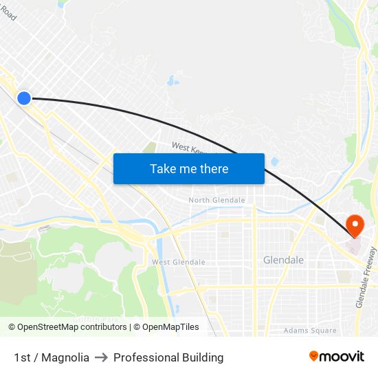 1st / Magnolia to Professional Building map