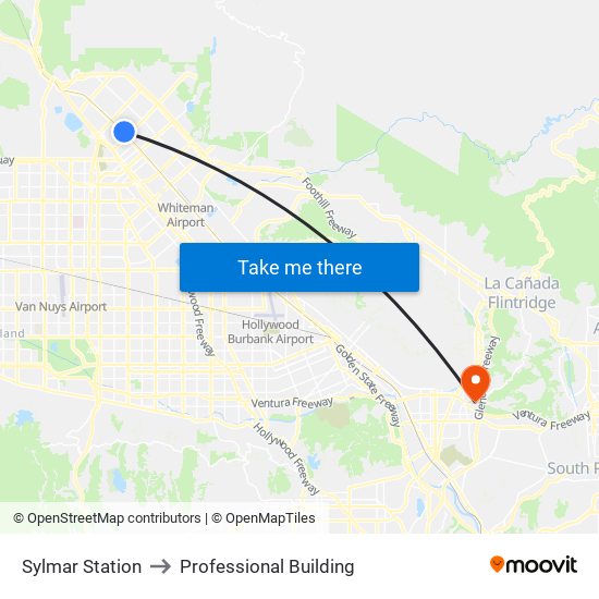 Sylmar Station to Professional Building map