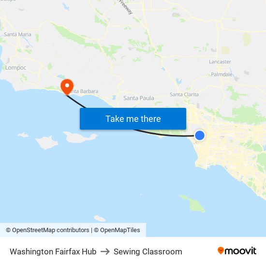 Washington Fairfax Hub to Sewing Classroom map