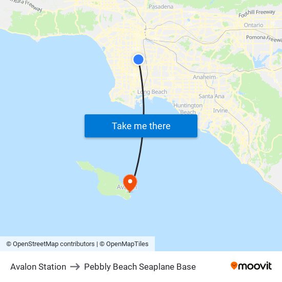 Avalon Station to Pebbly Beach Seaplane Base map