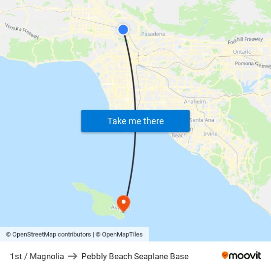 1st / Magnolia to Pebbly Beach Seaplane Base map