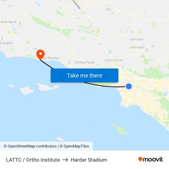 LATTC / Ortho Institute to Harder Stadium map