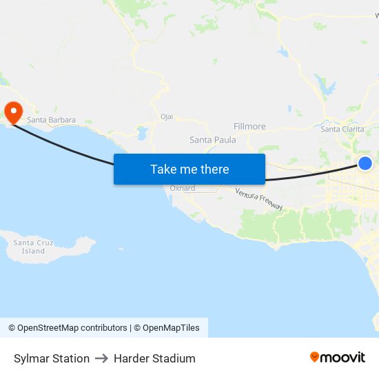 Sylmar Station to Harder Stadium map