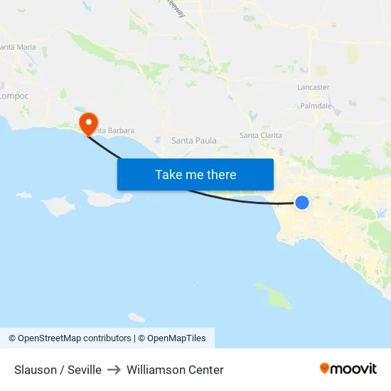 Slauson / Seville to Williamson Center map