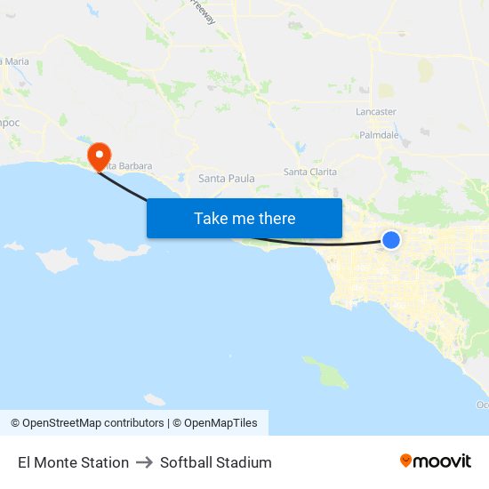 El Monte Station to Softball Stadium map