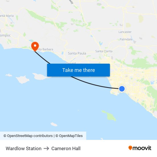 Wardlow Station to Cameron Hall map