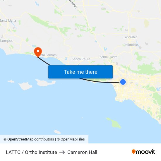 LATTC / Ortho Institute to Cameron Hall map