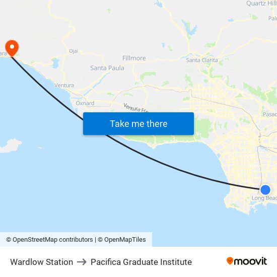 Wardlow Station to Pacifica Graduate Institute map