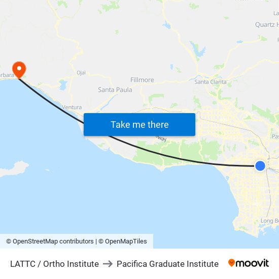 LATTC / Ortho Institute to Pacifica Graduate Institute map