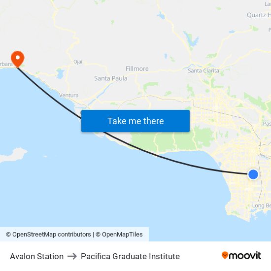 Avalon Station to Pacifica Graduate Institute map