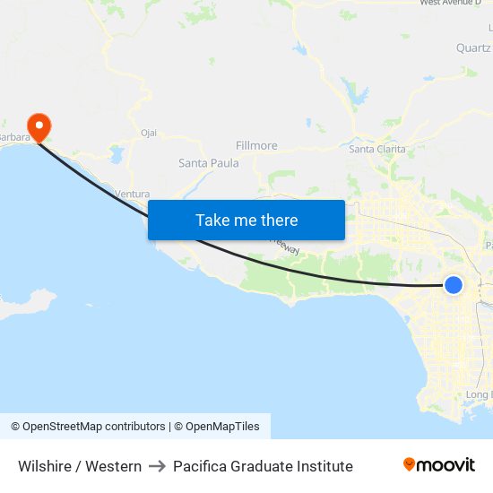 Wilshire / Western to Pacifica Graduate Institute map