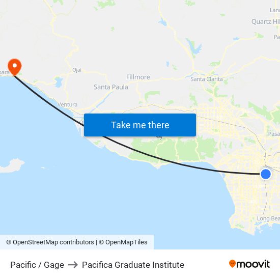 Pacific / Gage to Pacifica Graduate Institute map