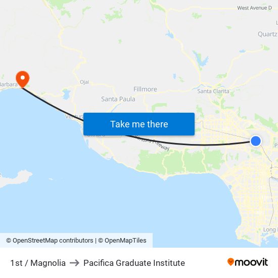 1st / Magnolia to Pacifica Graduate Institute map