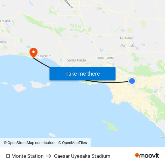 El Monte Station to Caesar Uyesaka Stadium map