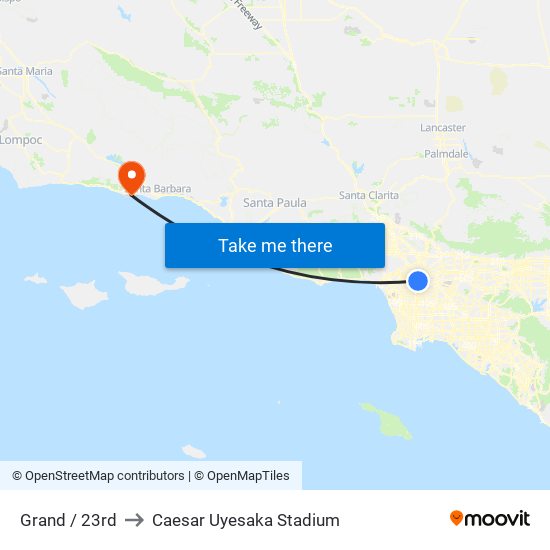 Grand / 23rd to Caesar Uyesaka Stadium map