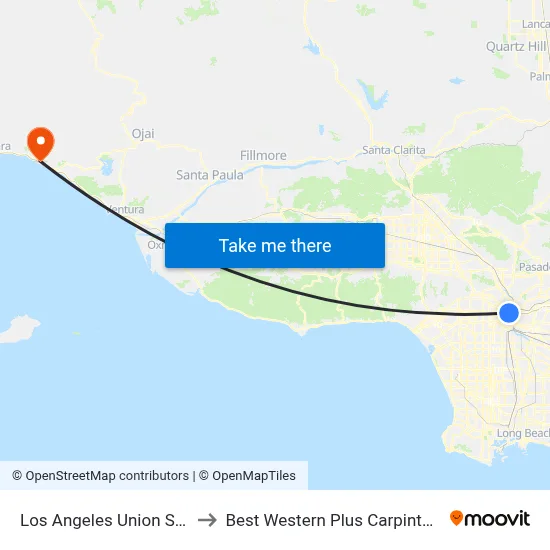 Los Angeles Union Station to Best Western Plus Carpinteria Inn map
