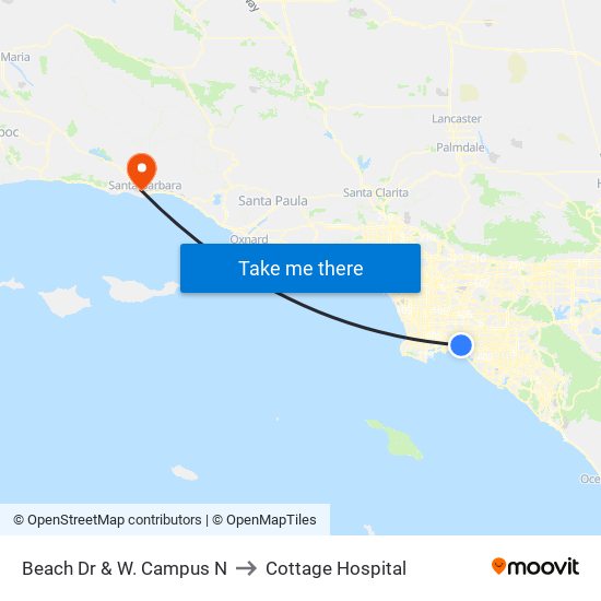 Beach Dr & W. Campus N to Cottage Hospital map