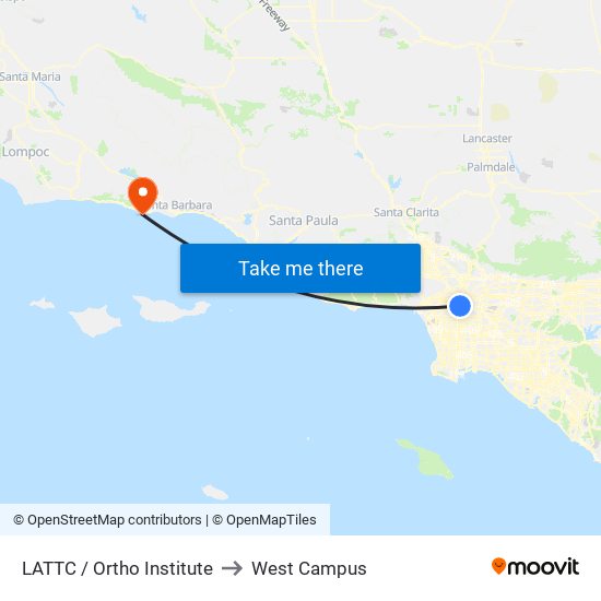 LATTC / Ortho Institute to West Campus map