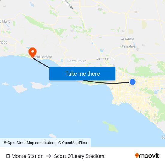 El Monte Station to Scott O'Leary Stadium map