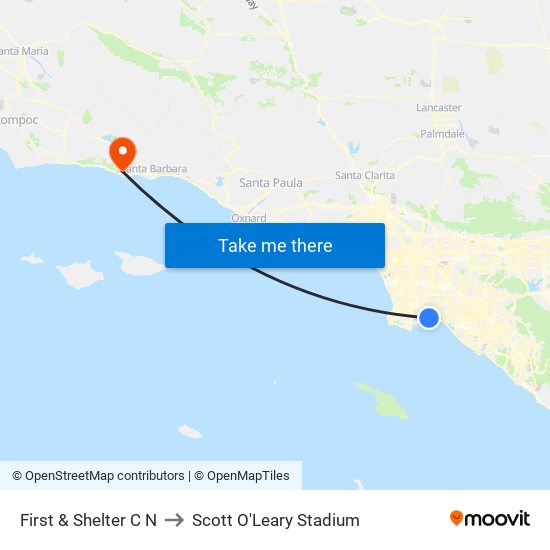 First & Shelter C N to Scott O'Leary Stadium map