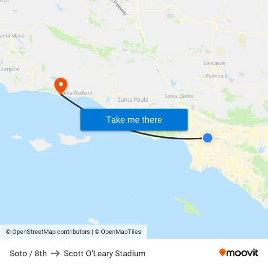 Soto / 8th to Scott O'Leary Stadium map