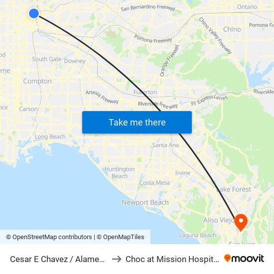 Cesar E Chavez / Alameda to Choc at Mission Hospital map