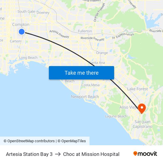 Artesia Station Bay 3 to Choc at Mission Hospital map