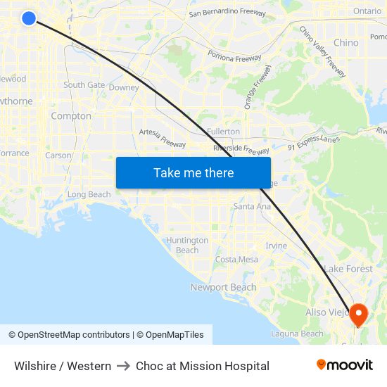 Wilshire / Western to Choc at Mission Hospital map