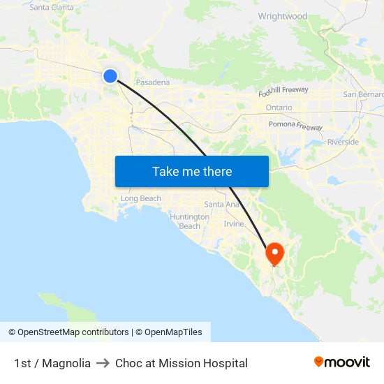 1st / Magnolia to Choc at Mission Hospital map