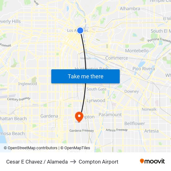 Cesar E Chavez / Alameda to Compton Airport map