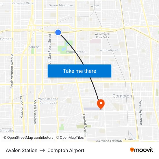 Avalon Station to Compton Airport map