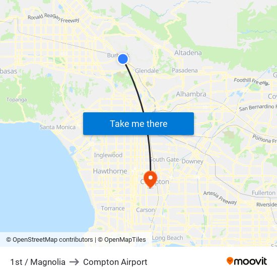 1st / Magnolia to Compton Airport map