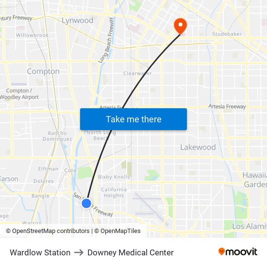 Wardlow Station to Downey Medical Center map