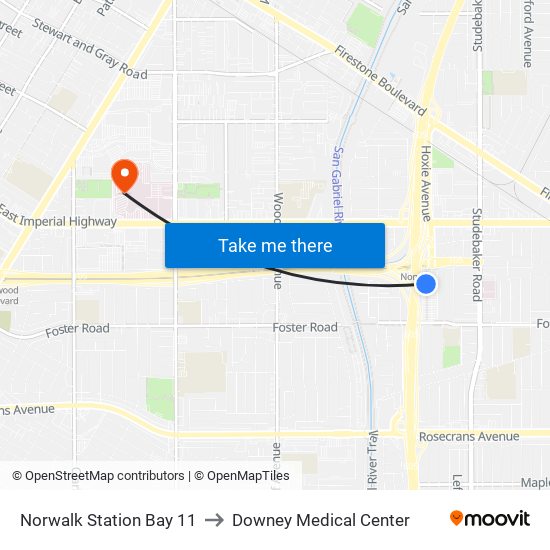 Norwalk Station Bay 11 to Downey Medical Center map