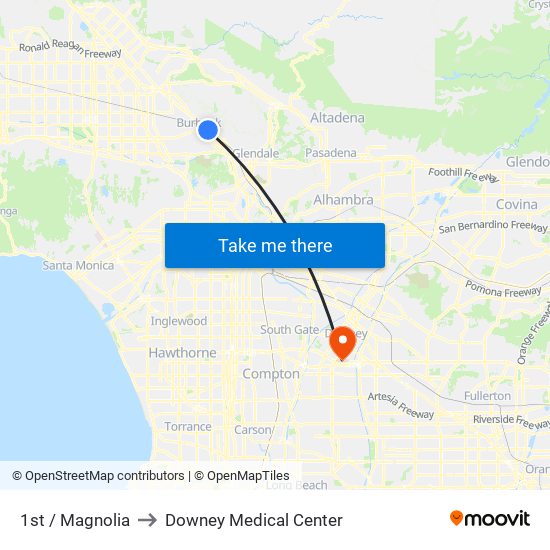 1st / Magnolia to Downey Medical Center map