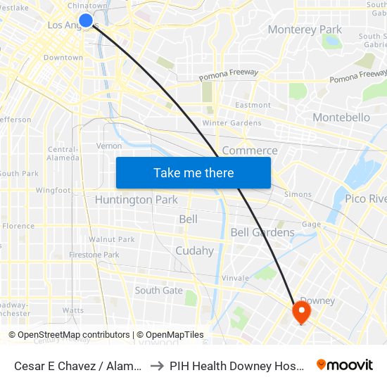 Cesar E Chavez / Alameda to PIH Health Downey Hospital map