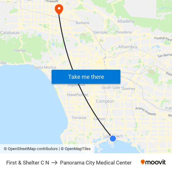 First & Shelter C N to Panorama City Medical Center map