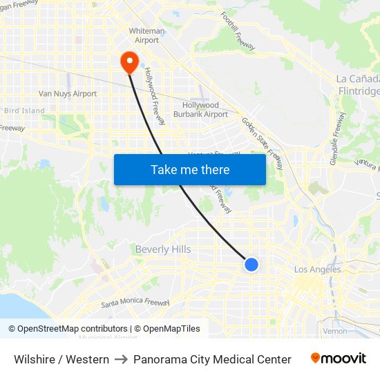 Wilshire / Western to Panorama City Medical Center map