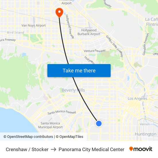 Crenshaw / Stocker to Panorama City Medical Center map