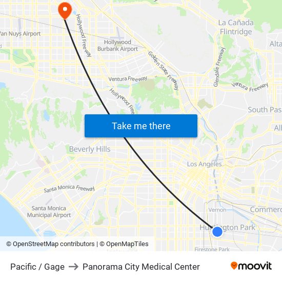 Pacific / Gage to Panorama City Medical Center map