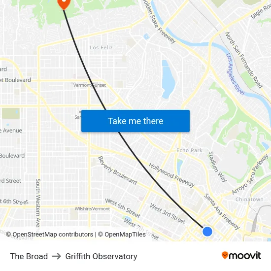 The Broad to Griffith Observatory map