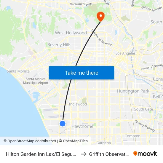 Hilton Garden Inn Lax/El Segundo to Griffith Observatory map