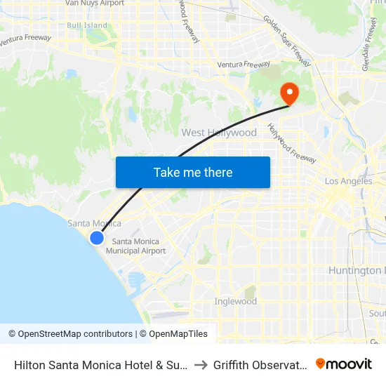 Hilton Santa Monica Hotel & Suites to Griffith Observatory map